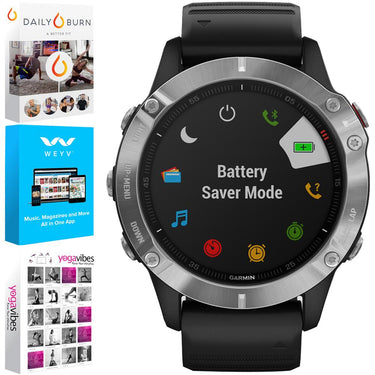 Garmin Fenix 6 Multisport GPS Smartwatch Silver w/Black Band +Fitness & Wellness Suite