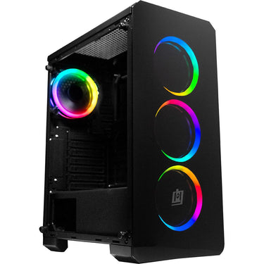 Deco Gear Mid-Tower PC Gaming Computer Case Full Tempered Glass and LED Open Box
