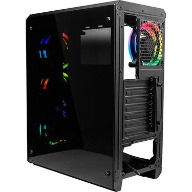 Deco Gear Mid-Tower PC Gaming Computer Case Full Tempered Glass and LED Open Box