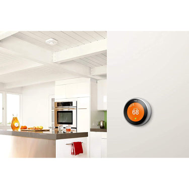 Google Nest Learning Smart Thermostat 3rd Gen Mirror Black T3018US + Nest Cam Indoor Camera