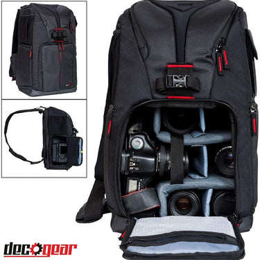 Deco Photo Power Strap w/ Camera Battery Charger Universal for Sony Nikon Canon + Backpack