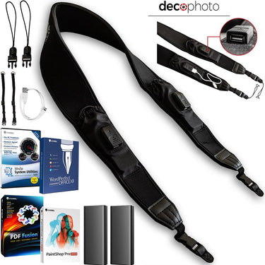 Deco Photo Power Strap w/ Camera Battery Charger & Corel PC Productivity Suite v.3 Bundle
