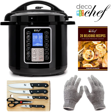 Deco Chef 6 QT 10-in-1 Pressure and Slow Cooker with Deco Gear Cut-Resistant Gloves Bundle