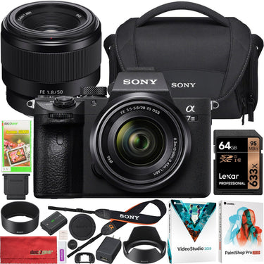 Sony a7 III Mirrorless 4K Camera Full Frame 2 Lens Kit 28-70mm + 50mm + Case Bundle