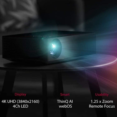 LG 4K UHD LED Smart Home Theater Projector, 140" Display, Bluetooth (Open Box)