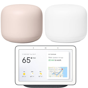 Google Nest Wifi Router Mesh System + Access Point GA01425 Sand + Home Hub Charcoal