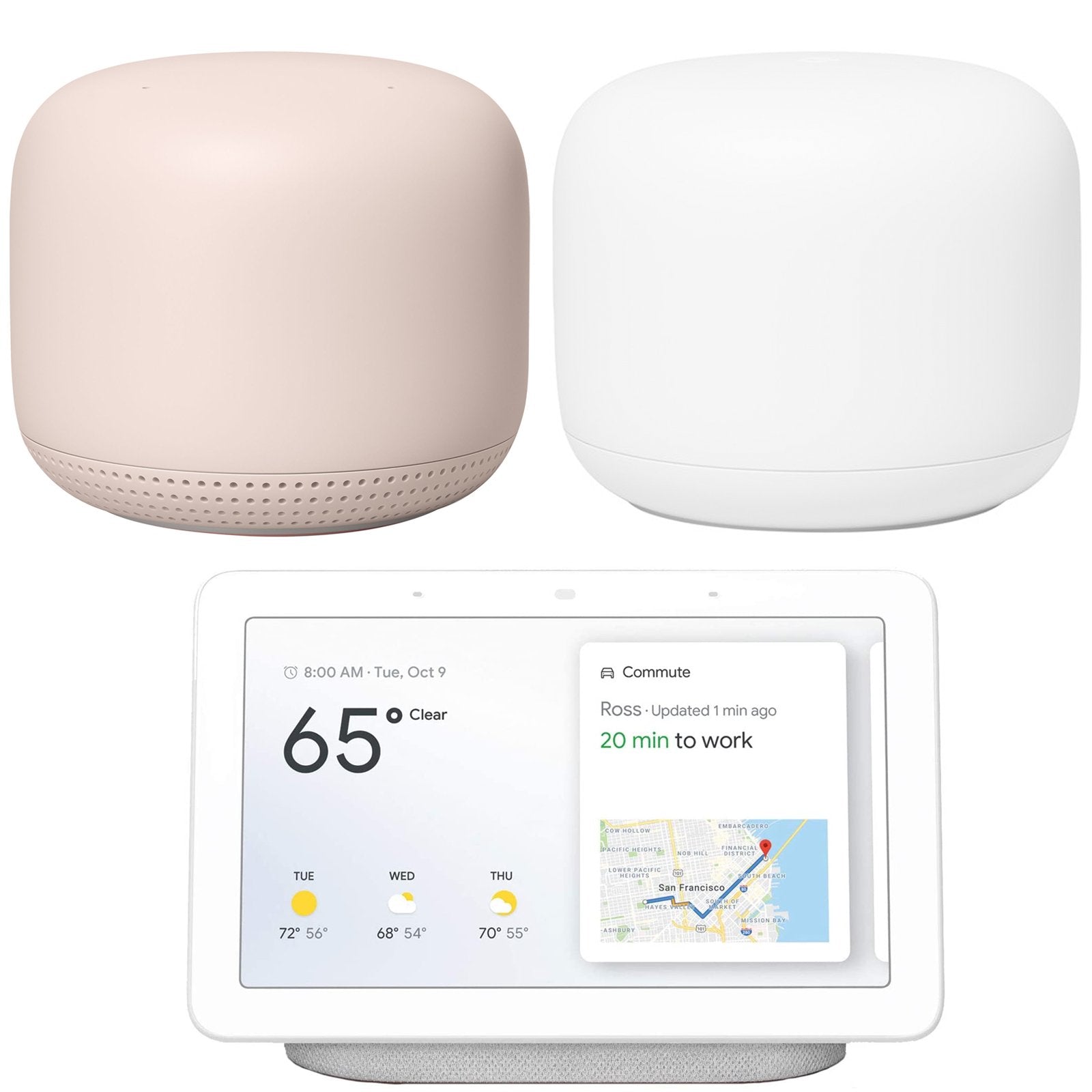 Google Pods Router Google Nest Wifi Router Mesh + Access Point (Sand) + Home Hub Chalk