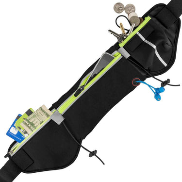 Deco Essentials Sport Zippered Waist Belt with Storage Bags and Bottle Holder, 2 Pack