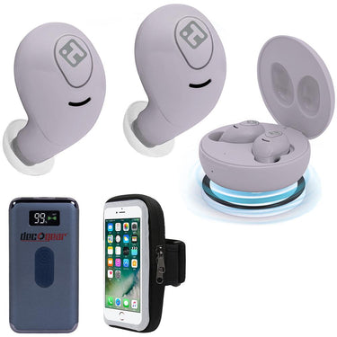 iHome HM-AU-BE-200-PU iHome XT-59 True Wireless Earbuds, Purple w/ Accessories Bundle