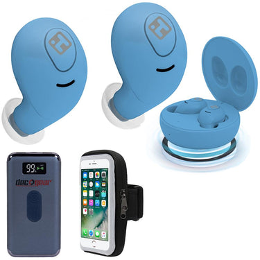 iHome HM-AU-BE-200-BL iHome XT-59 True Wireless Earbuds, Blue w/ Accessories Bundle