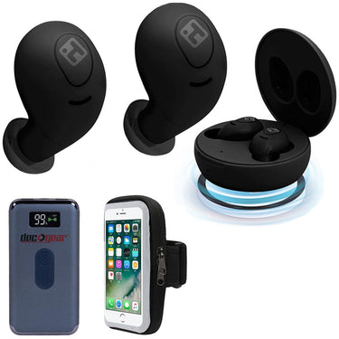 iHome HM-AU-BE-200-BK iHome XT-59 True Wireless Earbuds, Black w/ Accessories Bundle