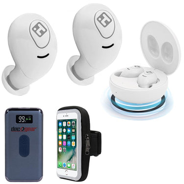 iHome HM-AU-BE-200-WT iHome XT-59 True Wireless Earbuds, White w/ Accessories Bundle