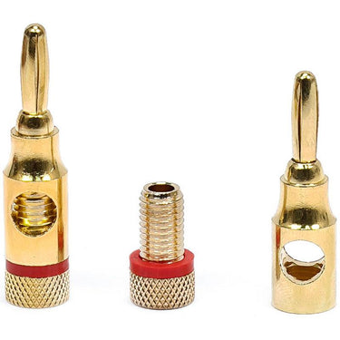 Deco Essentials High-Quality Brass Speaker Banana Plugs, 5-Pair, Open Screw Type