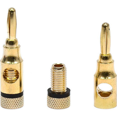 Deco Essentials High-Quality Brass Speaker Banana Plugs, 5-Pair, Open Screw Type