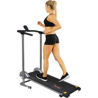 Sunny Health and Fitness SF-T1407M Manual Compact Walking Treadmill with LCD Monitor - Open Box