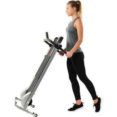 Sunny Health and Fitness SF-T1407M Manual Compact Walking Treadmill with LCD Monitor - Open Box