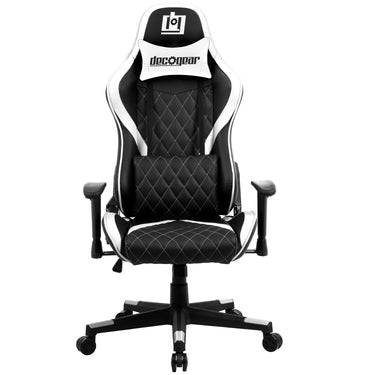 Deco Gear Ergonomic Foam Gaming Chair with Adjustable Head and Lumbar Support, White