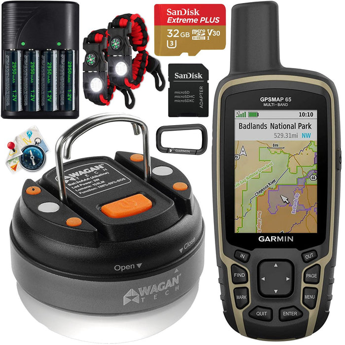 Garmin GPSMAP 65 Handheld Outdoor GPS GNSS Multi Band U.S. & Canada Maps Bundle