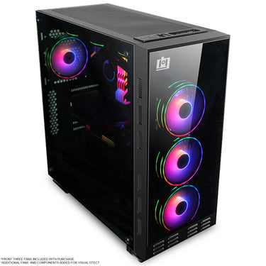 Deco Gear Mid-Tower PC Case with 3 Sided Tempered Glass, 3 RGB Cooling Fans and Controller