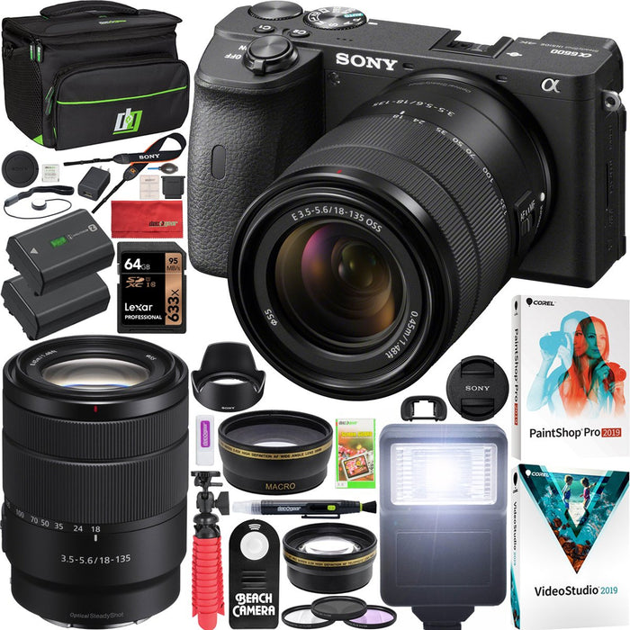 Sony a6600 Mirrorless Camera 4K APS-C ILCE-6600MB 18-135mm Lens Accessory Bundle