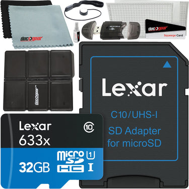 Lexar High-Performance 633x 32GB MicroSDHC UHS-I Memory Card + SD Adapter Bundle