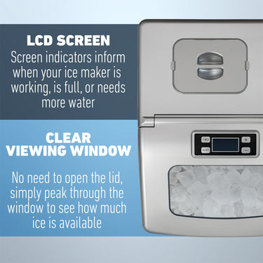 Deco Chef Countertop Portable Ice Maker for Home or Office, 40 lb/Day, Stainless Steel