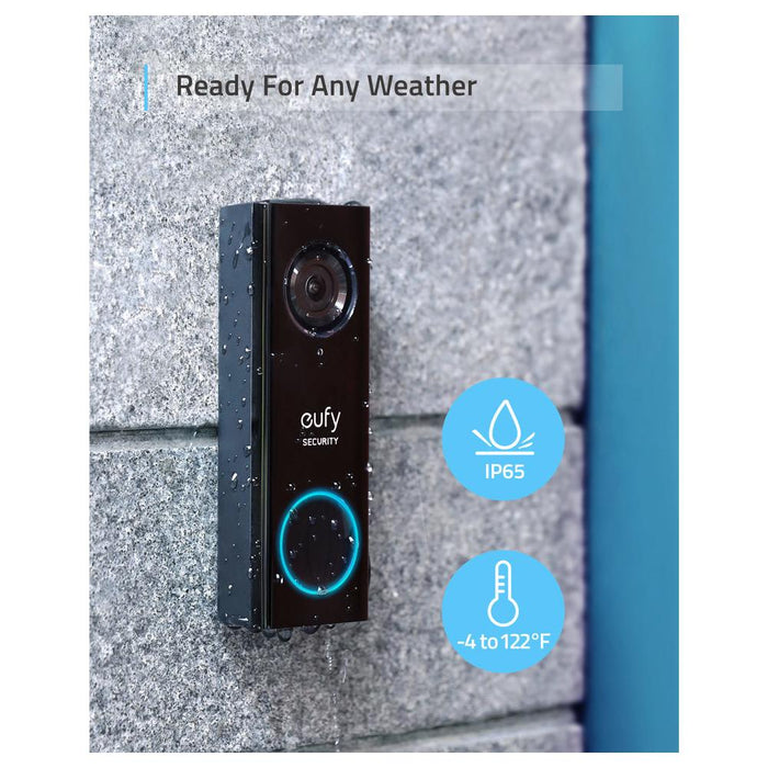 Eufy Security Wi-Fi Video Doorbell Wired, 2K Human Detection, 2-Way Audio