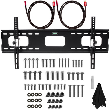 Deco Mount 37"-100" TV Wall Mount Bracket Bundle w/ 2 HDMI Cables, Spray Bottle and Wipe
