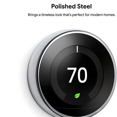 Google Nest Learning Smart Thermostat Polished Steel T3019US + Home Wall Mount + Cover Kit