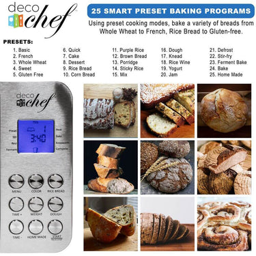 Deco Chef 2 LB Stainless Steel Bread Maker with 12 Piece Stainless Steel Knife Set Bundle