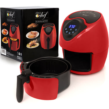 Deco Chef 3.7QT Personal Digital Air Fryer, 7 One-Touch Cooking Programs, 1300W, Red