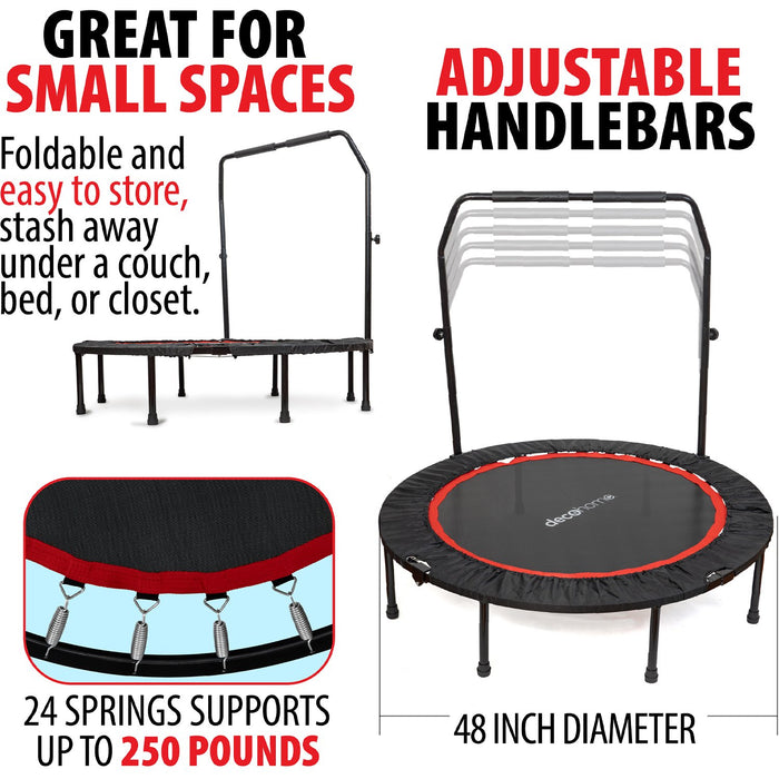 Deco Home 48-inch Indoor/Outdoor Fitness Trampoline Rebounder with Adjustable Handle Bar