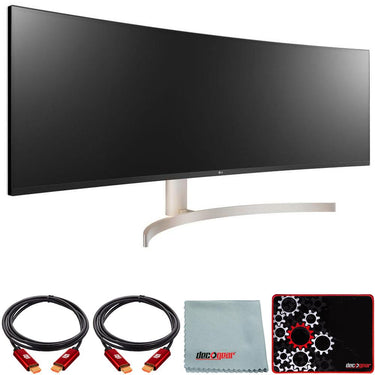LG 49" Class 32:9 UltraWide Dual QHD IPS Curved LED Monitor + Mouse Pad Bundle
