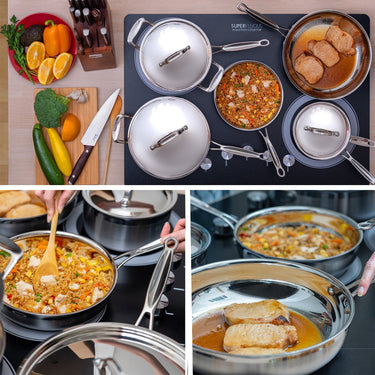 Deco Chef Stainless Steel Cookware 12 Piece Starter Set, Tri-Ply Core, Riveted Handles