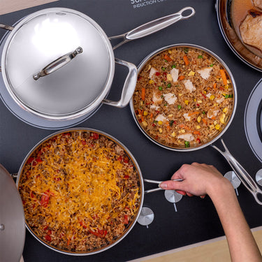 Deco Chef Stainless Steel Cookware 12 Piece Starter Set, Tri-Ply Core, Riveted Handles