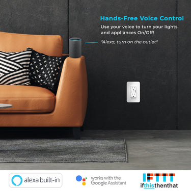 Deco Essentials Smart WiFi Wall Outlet Plug, Compatible with Amazon Alexa and Google Assistant