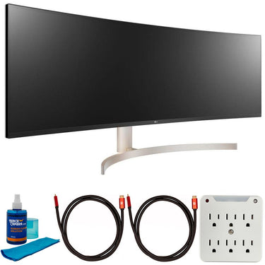 LG 49" Class 32:9 UltraWide Dual QHD IPS Curved LED Monitor w/ Accessories Bundle