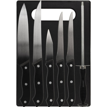 Deco Essentials 5-Piece Knife Set with Cutting Board and Sharpening Steel
