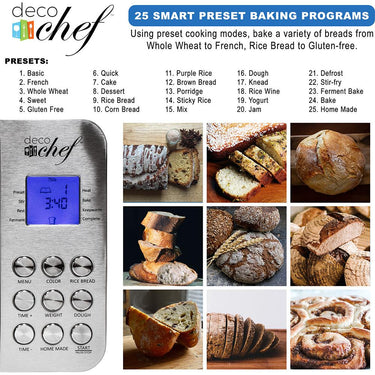 Deco Chef 2 LB Stainless Steel Bread Maker w/ 25 Smart Cooking Programs Open Box