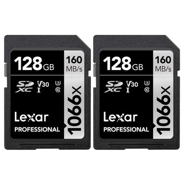 Lexar 128GB Professional 1066x SDXC UHS-I Card Silver Series Memory Card 2 Pack