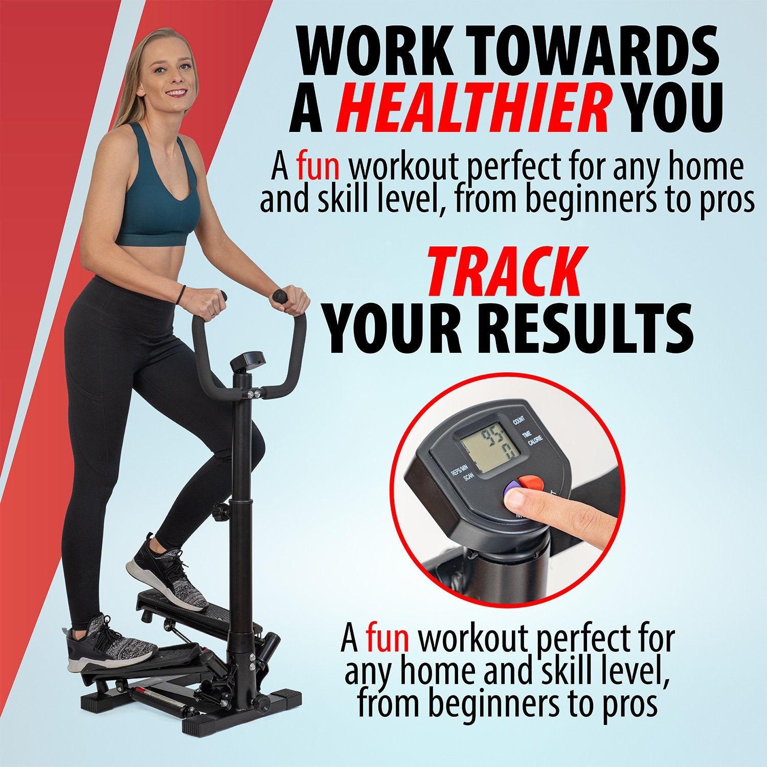 Exercise Step Machine w/ Stability Handle Bars, and LCD Display