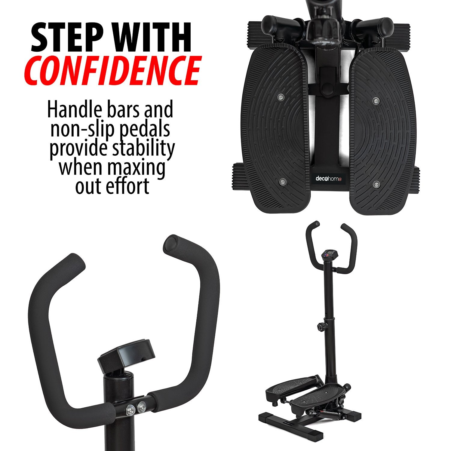 Exercise Step Machine w/ Stability Handle Bars, and LCD Display