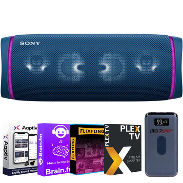 Sony SRS-XB43 EXTRA BASS Portable Bluetooth Speaker (Blue) + Entertainment Power Pack