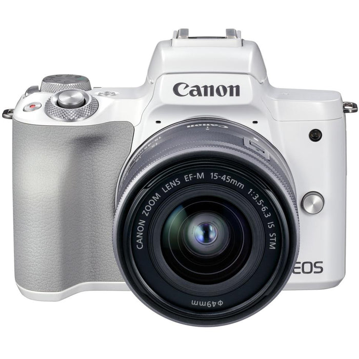 Canon EOS M50 Mark II Mirrorless Digital Camera (White) w/ EF-M 15-45mm IS STM Lens