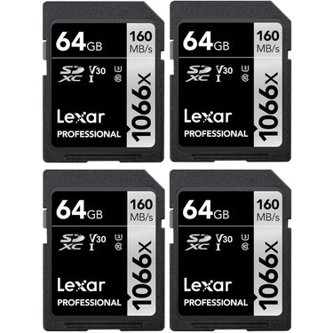 Lexar 64GB SDXC 1066X Memory Card (4-Pack)
