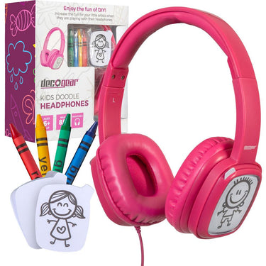 Deco Gear Kids' Over-Ear Pink Customizable Doodle Headphones Open Box