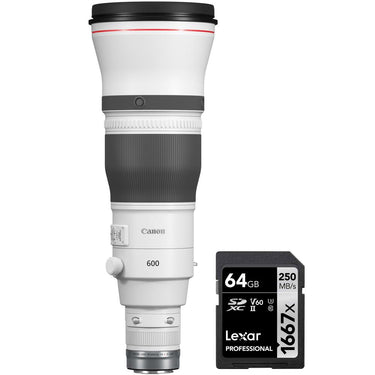 Canon RF 600mm F4 L IS USM Full Frame Telephoto Lens for RF Mount + 64GB Card