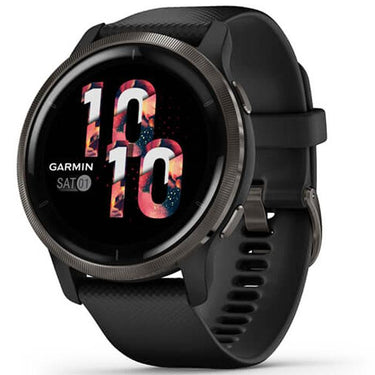Garmin Venu 2 Fitness Smartwatch - Slate Bezel with Black Silicone Band