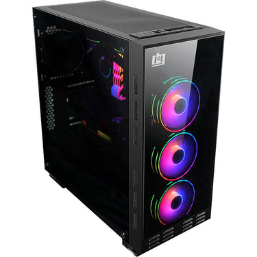 Deco Gear Mid-Tower PC Case with 3 Sided Tempered Glass, Cooling Fans Open Box