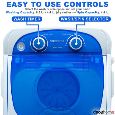 Deco Home 250W Portable Washing Machine with 8.8 lb Capacity - WSHM01 - Open Box